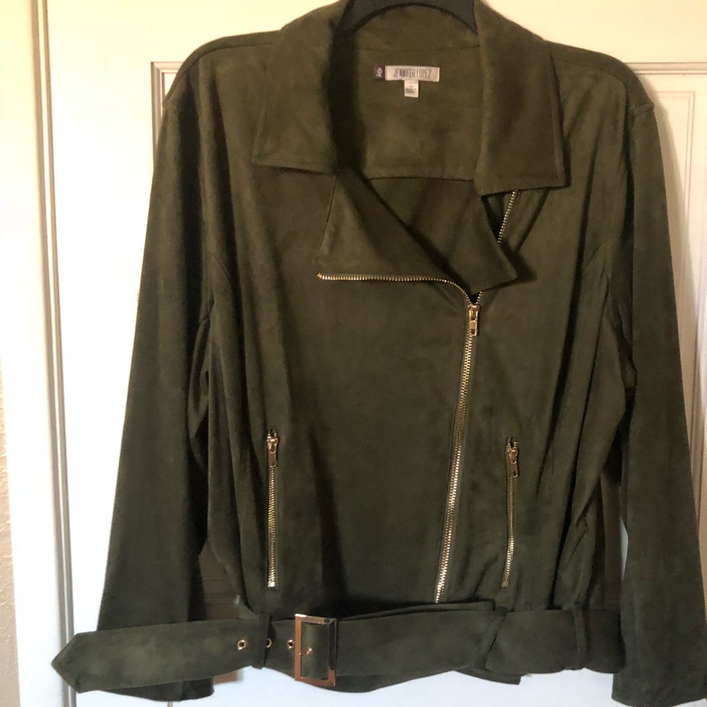 Jennifer Lopez Jacket Olive Green Gold Detail